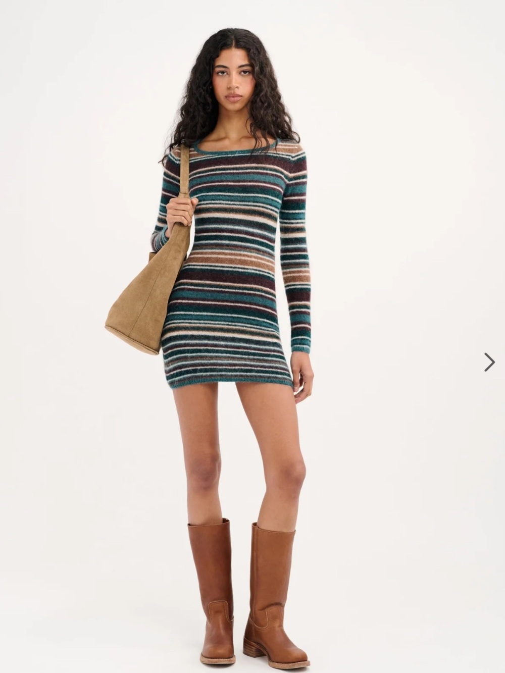 NWT Rumored Skipper Mini Dress Striped Sweater Dress Alpaca Wool Size XS